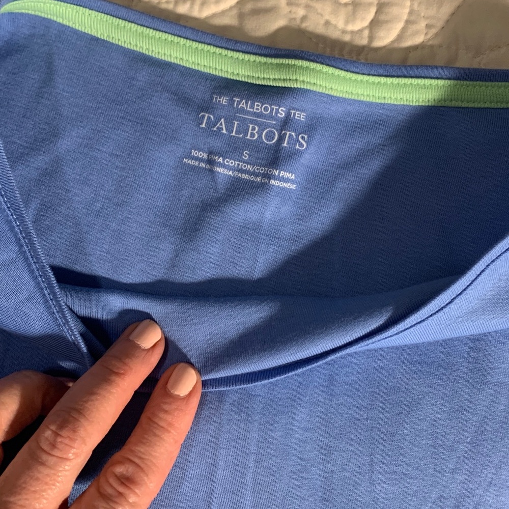 Talbots Women's Long Sleeve Boatneck Top - Cornflower Blue - Picture 2 of 7